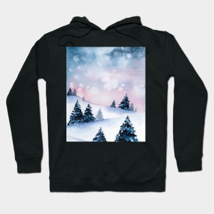 Winter landscape watercolor Hoodie